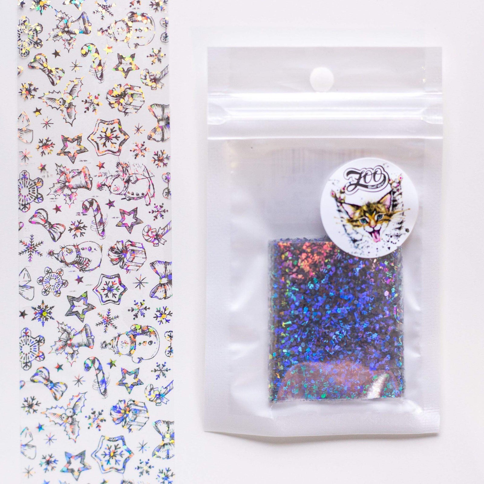 Zoo Nail Art  Transfer Foil- Christmas Transparent Silver