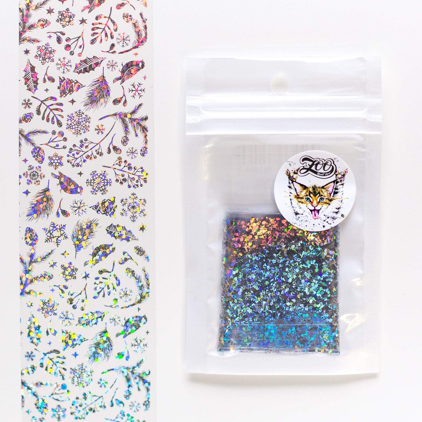 Zoo Nail Art  Transfer Foil- Christmas Transparent Silver
