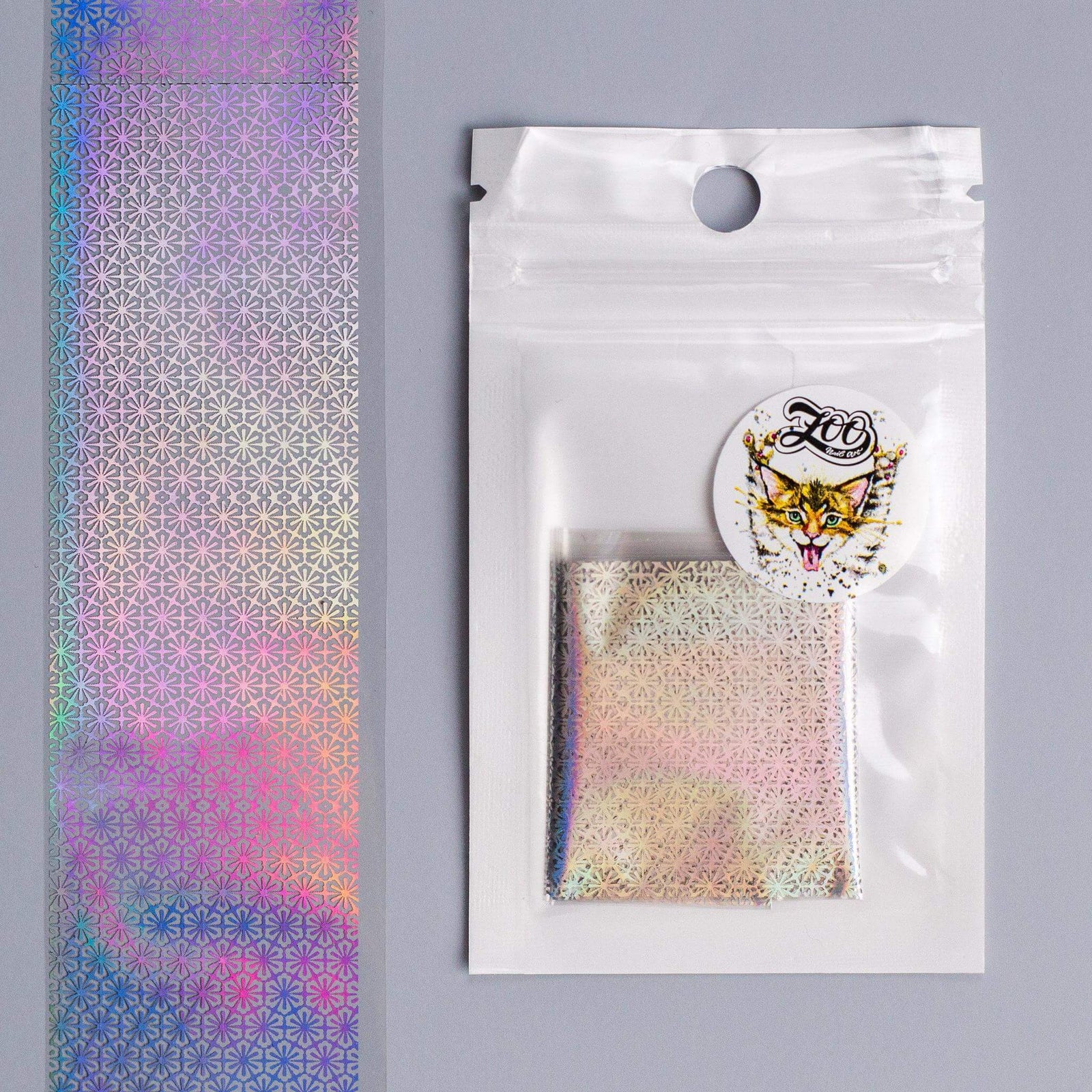Zoo Nail Art Transfer Foil - Chrome Holography Flowers