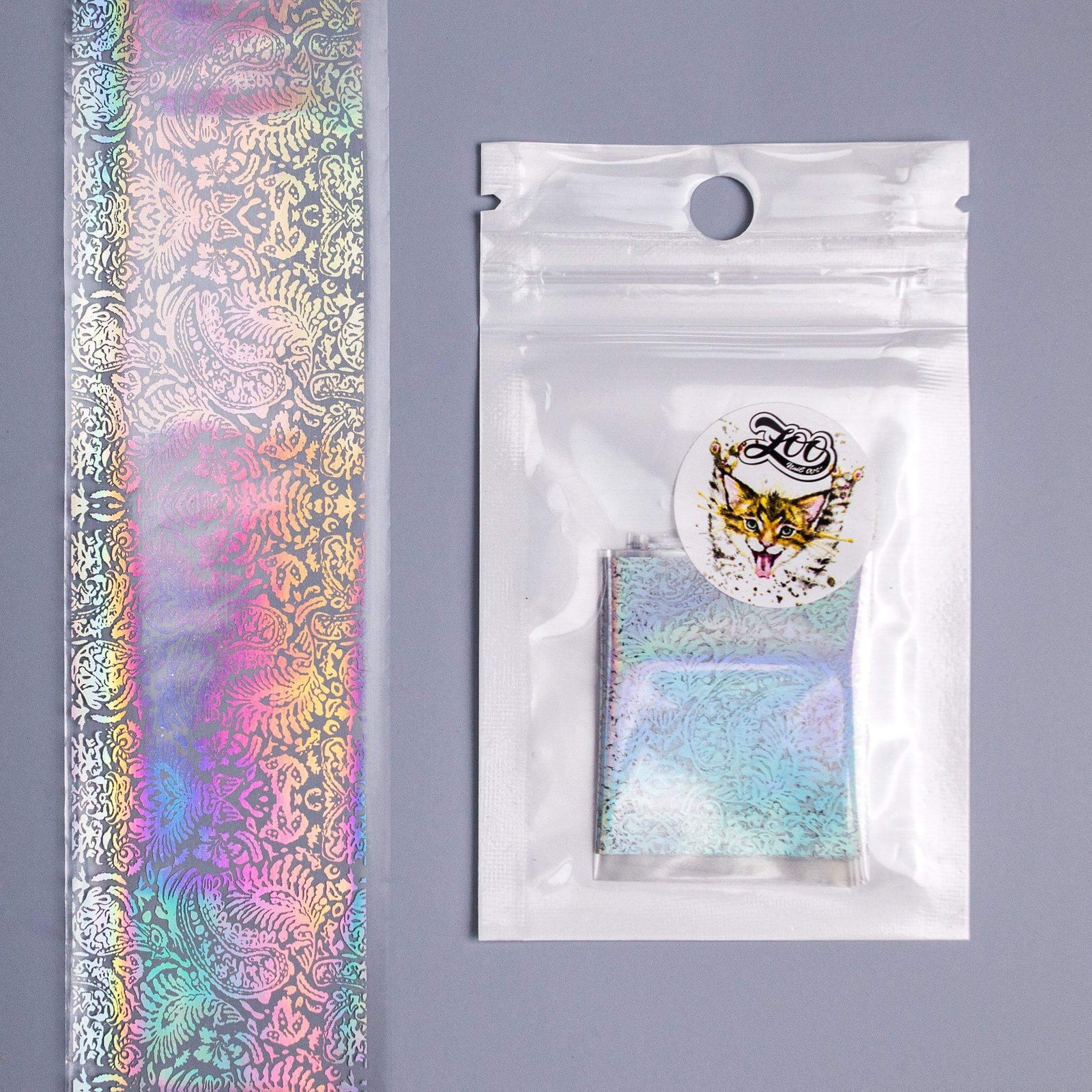 Zoo Nail Art Transfer Foil - Chrome Holography Leaves