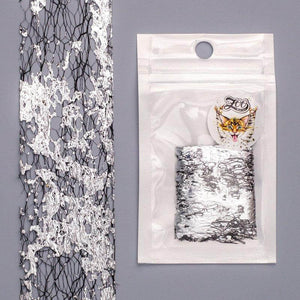 Zoo Nail Art Transfer Foil - Silver/Black Lace Potal
