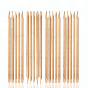 Dual-Ended Orange Wooden Sticks - 100 PCS