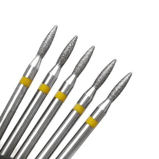 KMIZ Diamond Sharp Tip Flame E-File Nail Drill Bit - Soft Grit (Yellow)