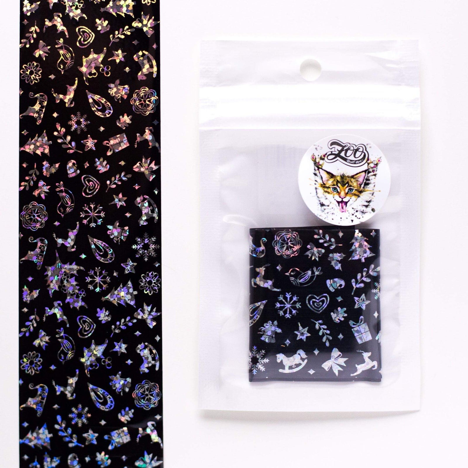 Zoo Nail Art Christmas Transfer Foil - Christmas Black Silver