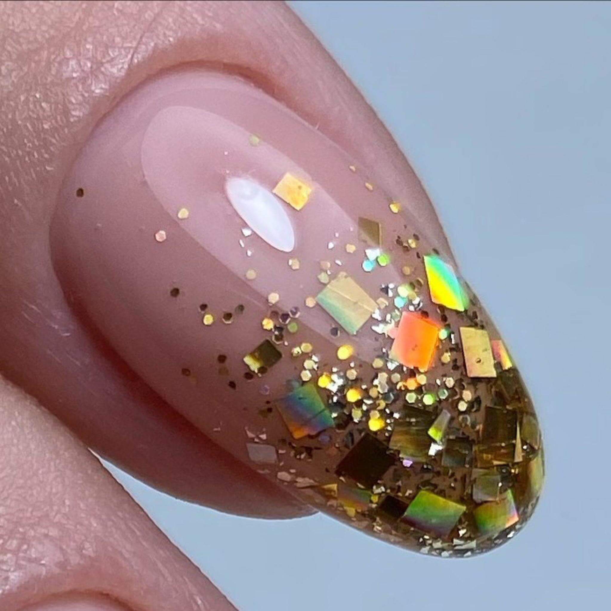 Golden Confetti Nails for New Year Joy