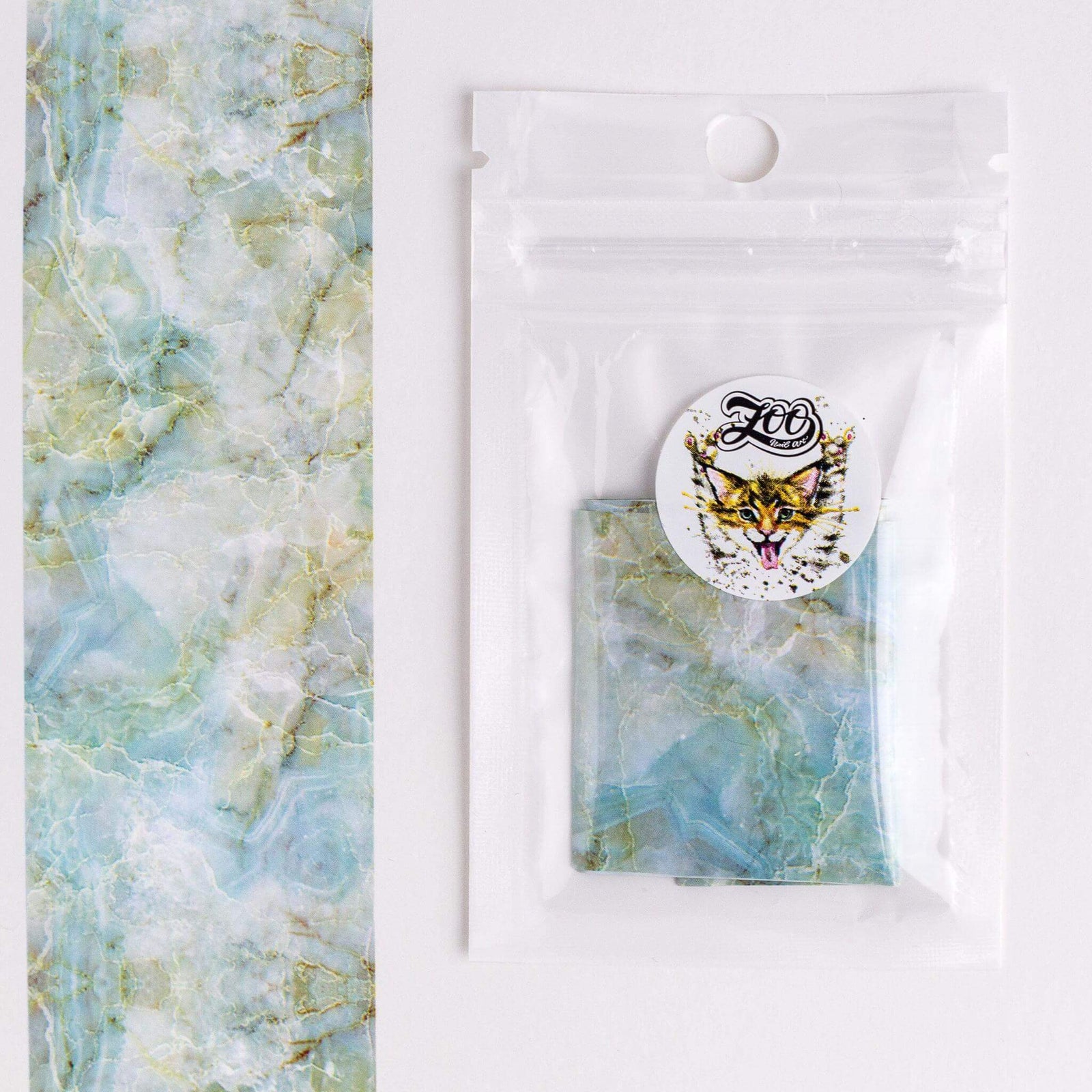 Zoo Nail Art Transfer foil- Blue & Gold Marble