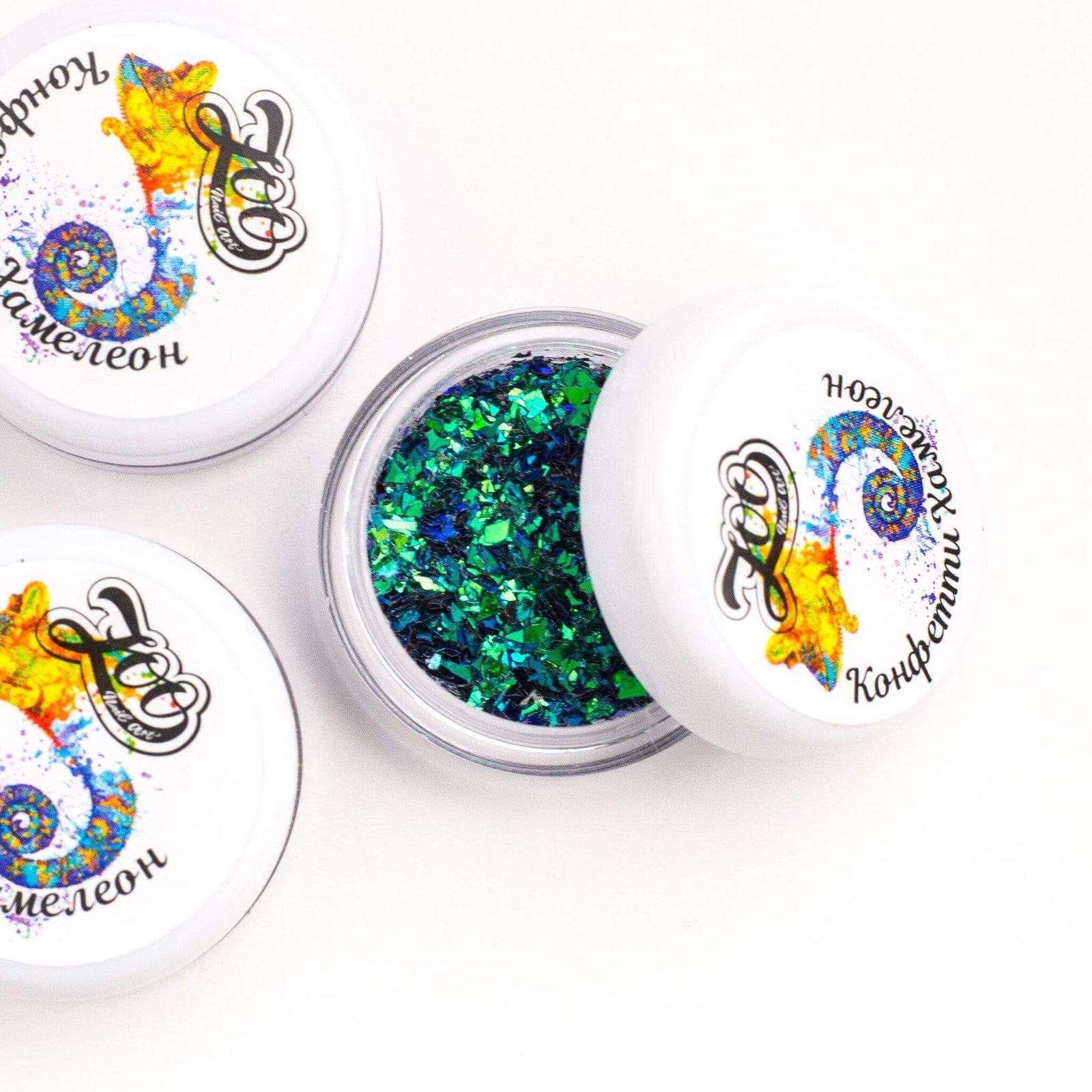 Zoo Nail Art "Chameleon" Confetti - Green Blue