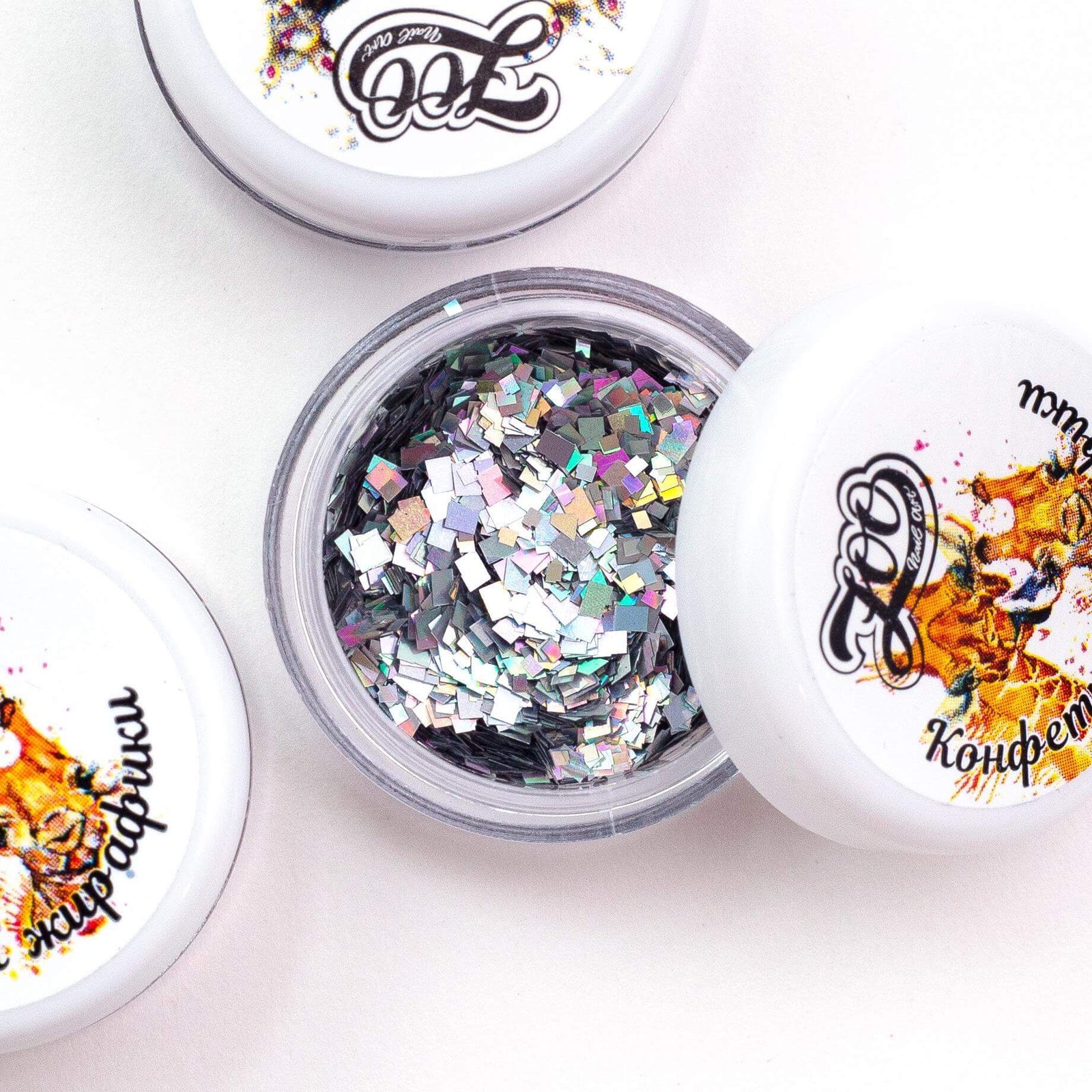 Zoo Nail Art Confetti Giraffes - Silver