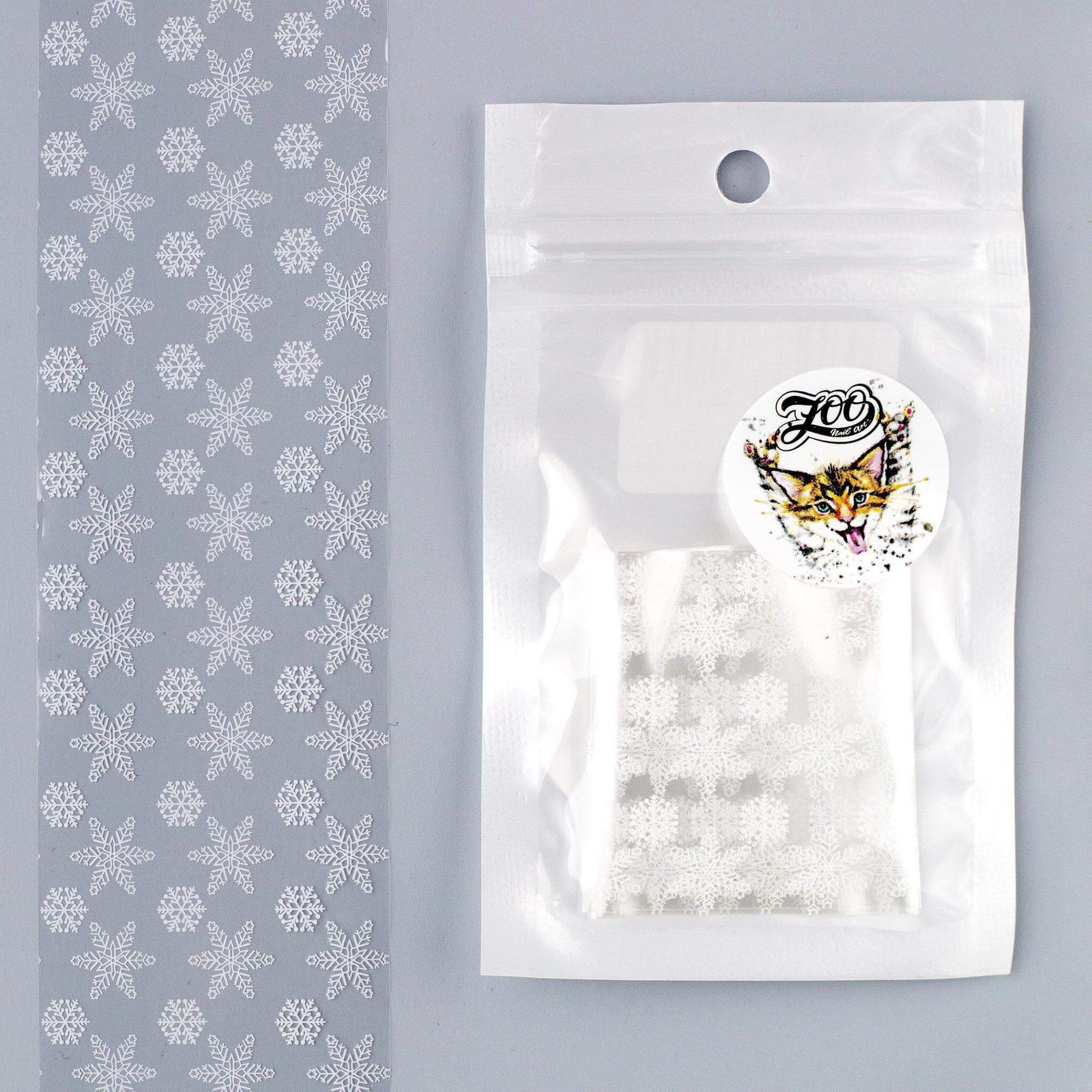 Zoo Nail Art Transfer Foil - White Snowflakes
