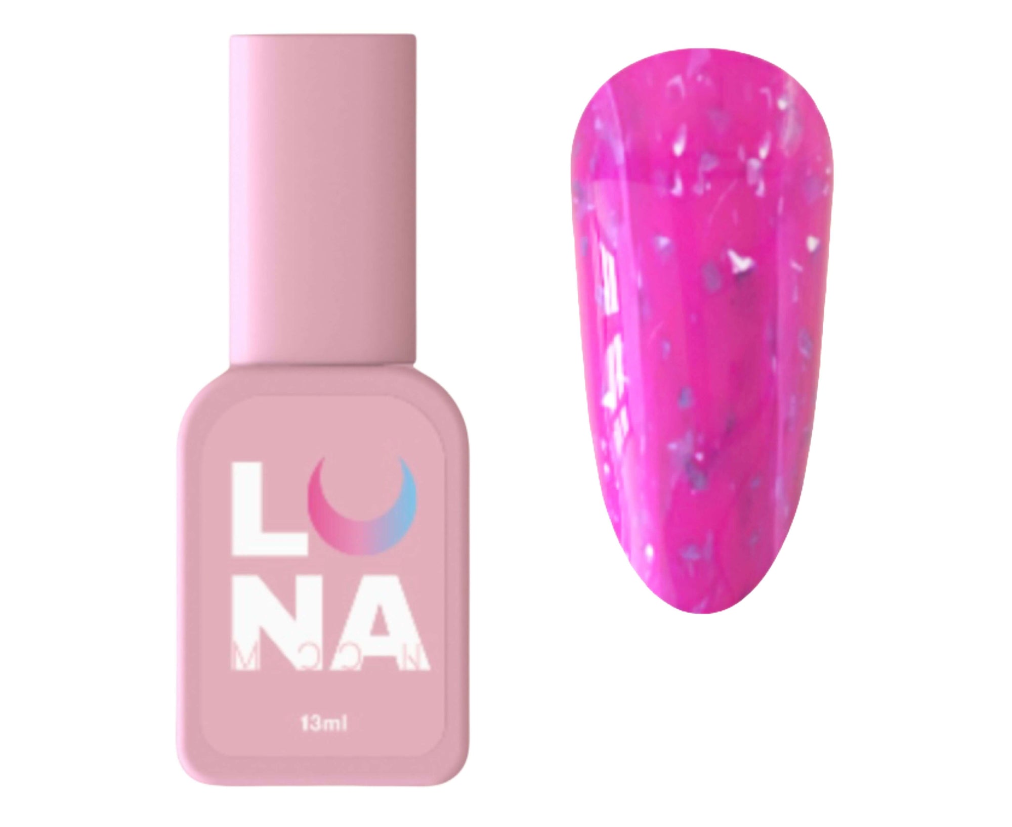 Luna Yuki Rubber Base 15 - Hot Pink w/ Beaded Flakes