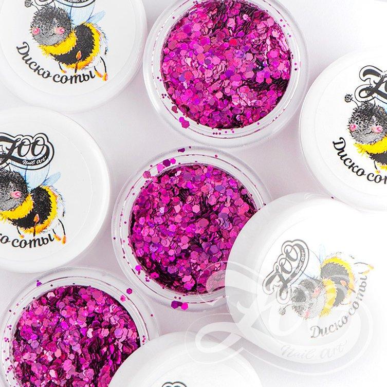 Zoo Nail Art Disco Honeycomb Hexagon Mix - Magenta - Nail Mart USA