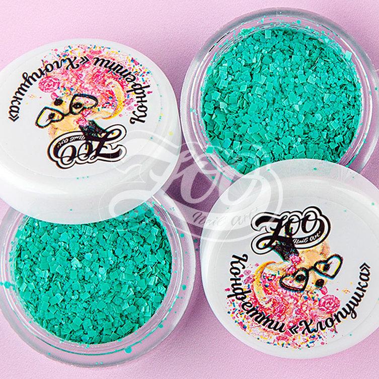 Zoo Nail Art Snowflake Confetti Mix - Green - Nail Mart USA